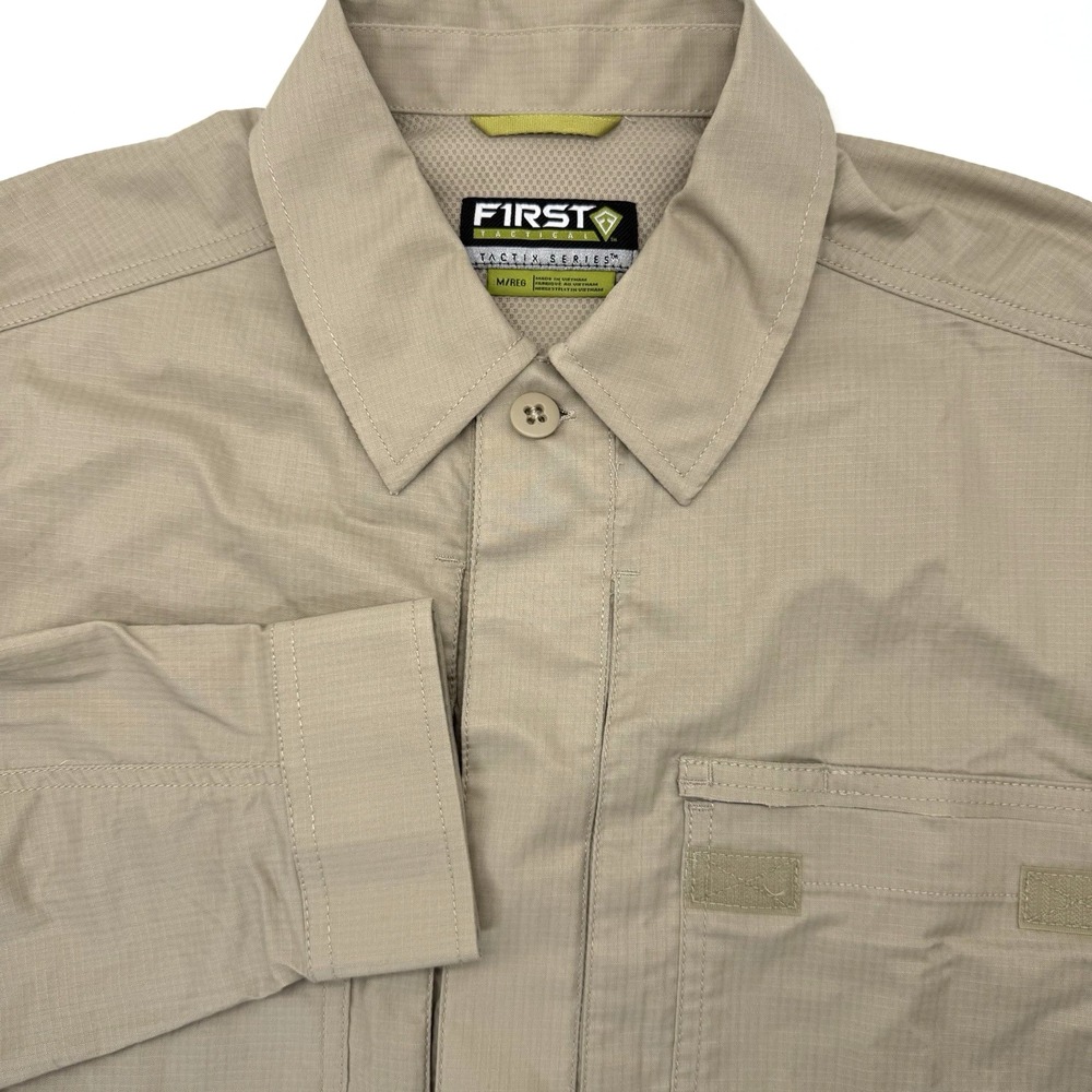 First Tactical Shirt Mens M Tan Tactix Series Ripstop Long Sleeve Utility Work